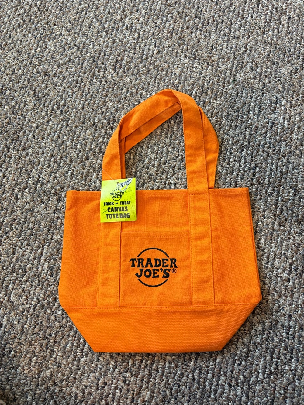 Trader Joe's Orange Mini Canvas Tote Bag